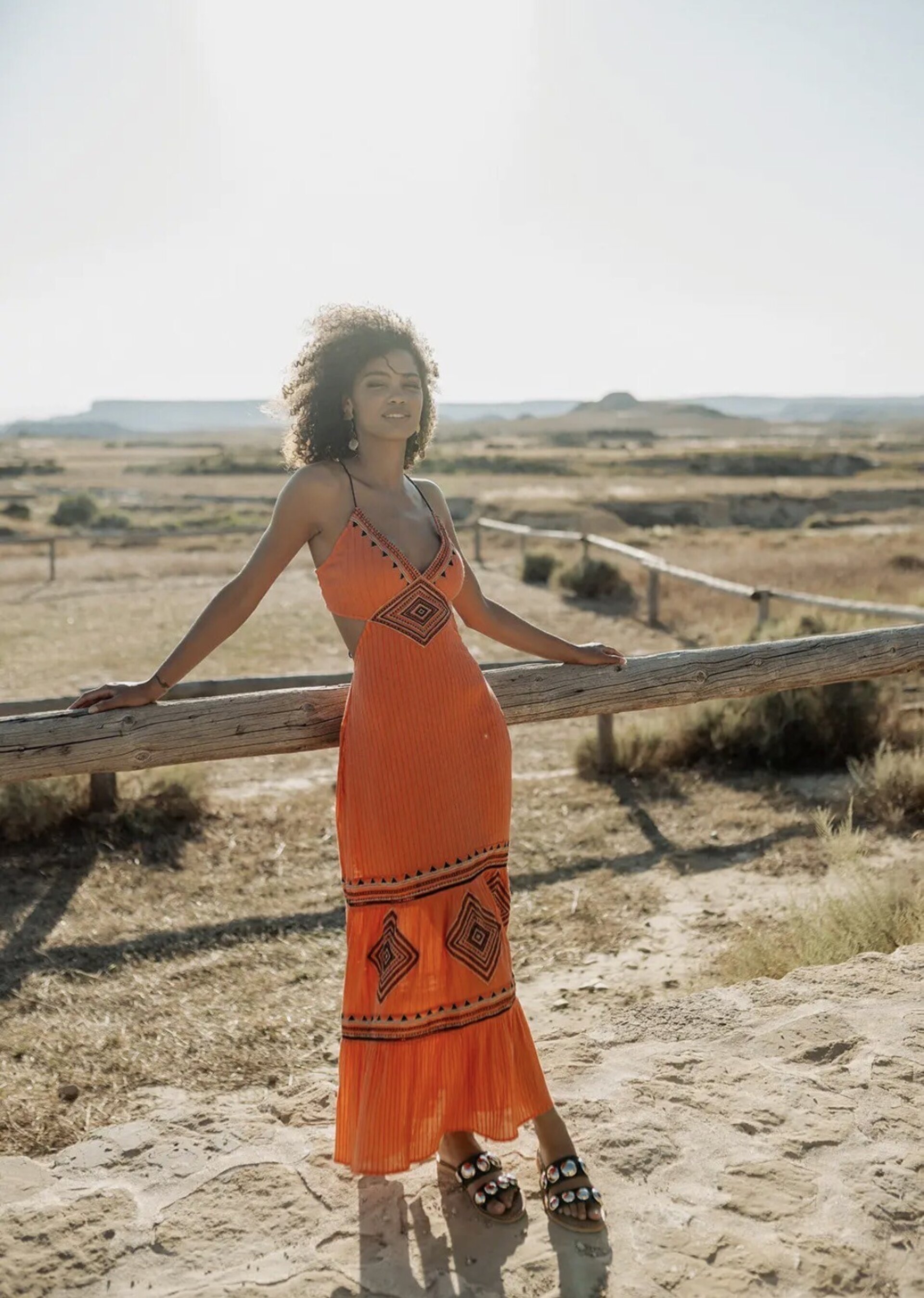 Vestido naranja bordado Lula - 3